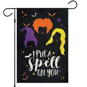 Hocus pocus Flag I Put A Spell On You Burlap Decor Outdoor Yard  Decorat…